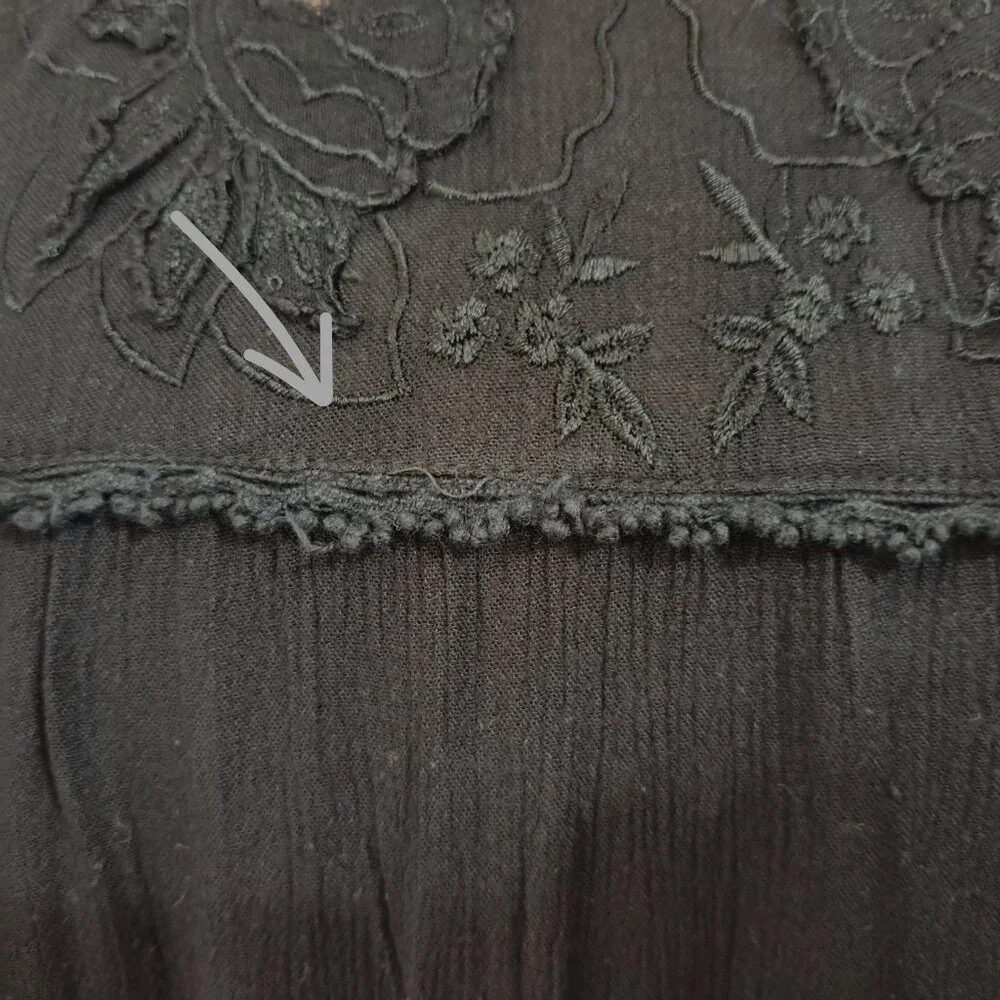 Free People Black Long Sleeve Tiered Lace Midi Dress